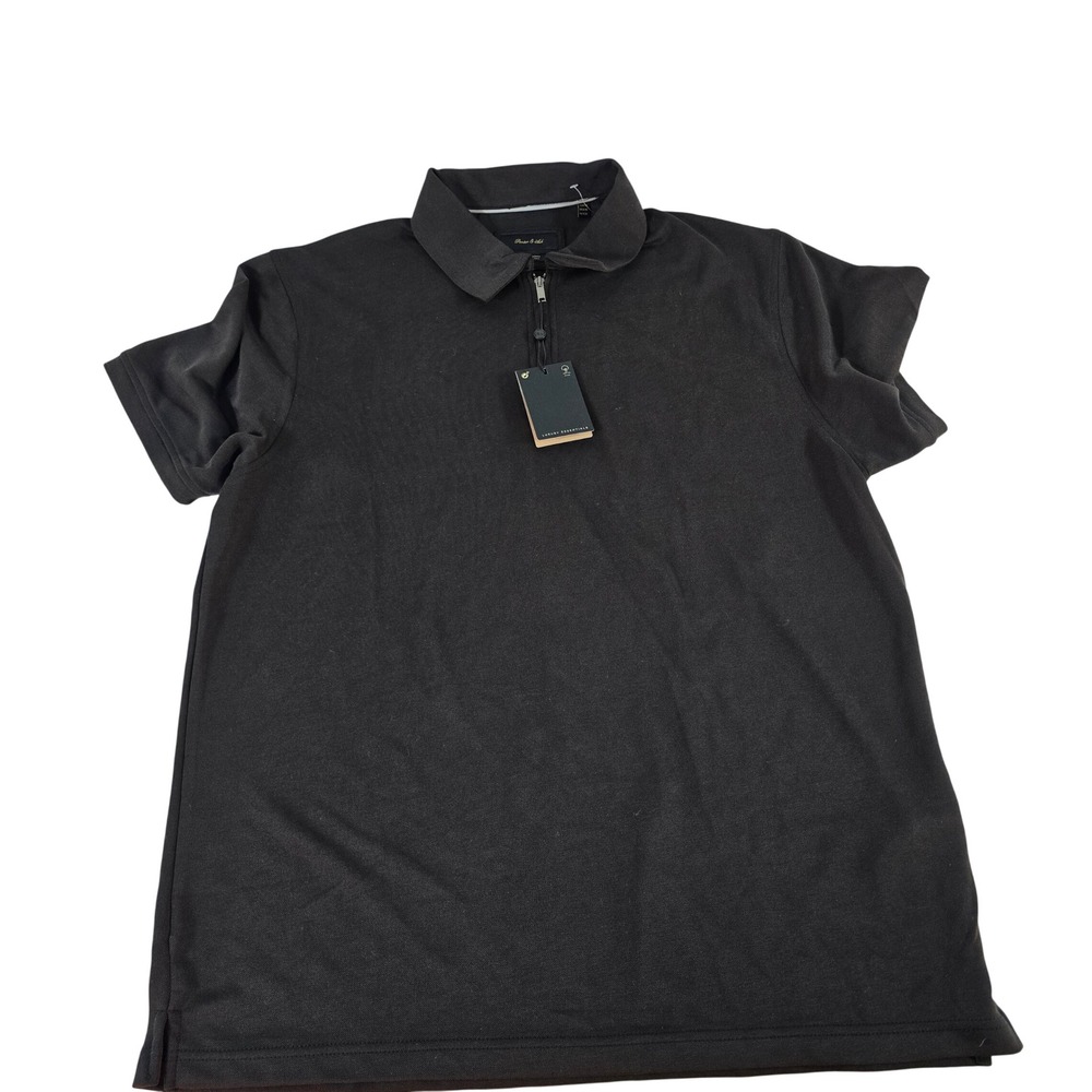Porter & Ash Mens XL Dark Brown Sandwashed Interlock Knit Quarter Zip Polo Shirt